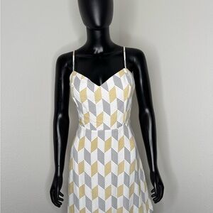 Lush White and Gold Patterned Mini Dress